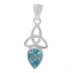 Teardrop Blue Topaz Pendant, Sterling Silver